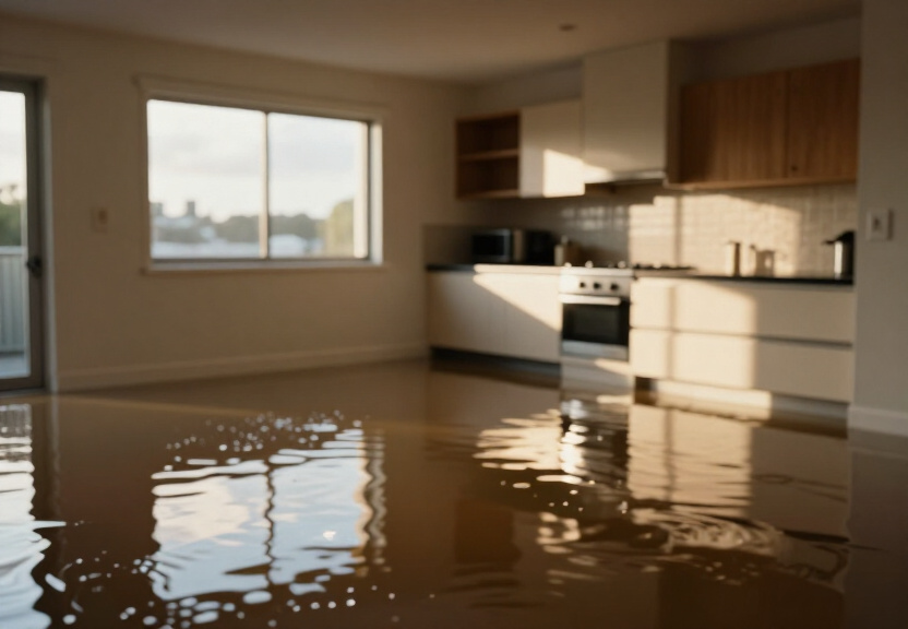 Water-damaged apartment in Kingsford before restoration
